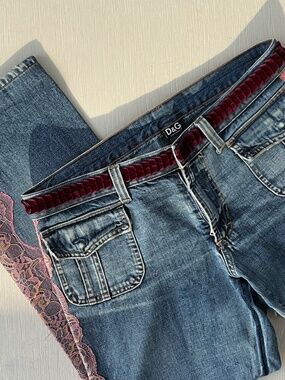 D&G Dolce & Gabbana Lace Panel Jeans Size 30 Made in Italy Archive Y2K Denim